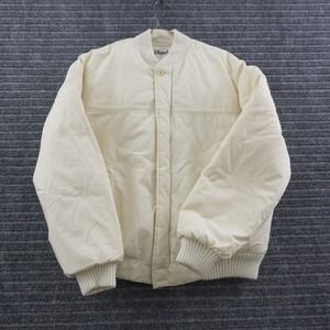 Vintage 80s Windsor International Ltd Bomber Jacket Mens L Cream Quilted Lined